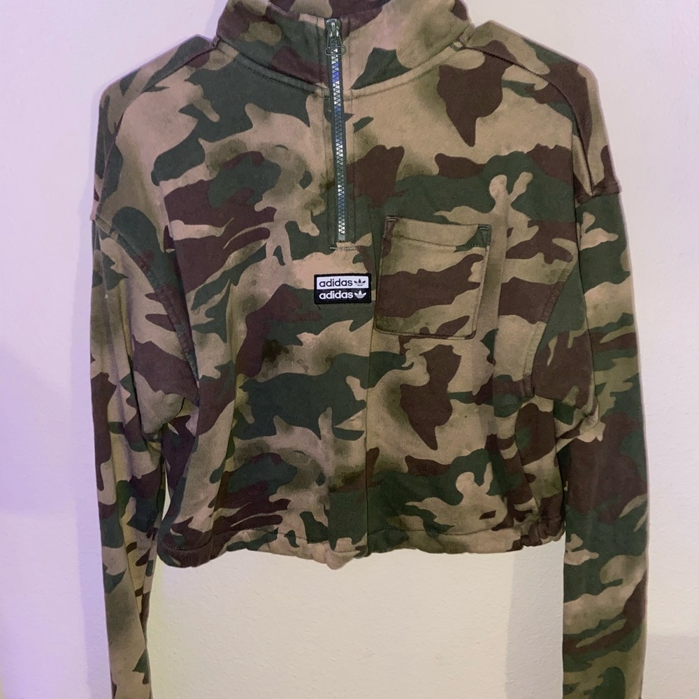 Adidas Cropped Camo Quarter-Zip